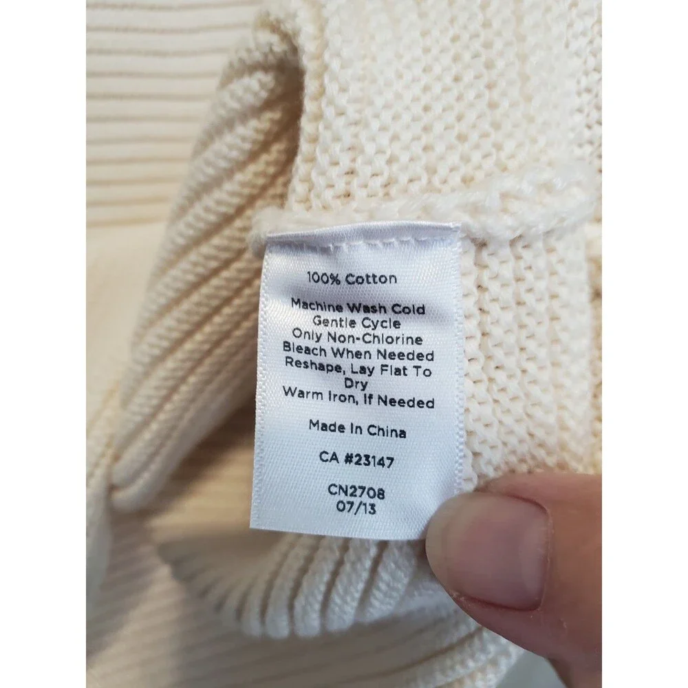 Talbots Woman Off-White 100% Cotton Boat Neck Pullover Sweater Size 1X